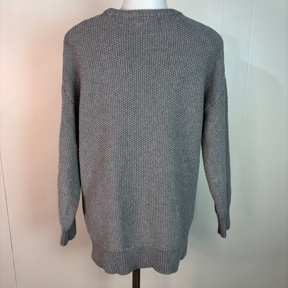 Old Navy Sweater Medium Gray Crew Neck 100% Cotton Long Sleeve Pullover Women's - Picture 5 of 8
